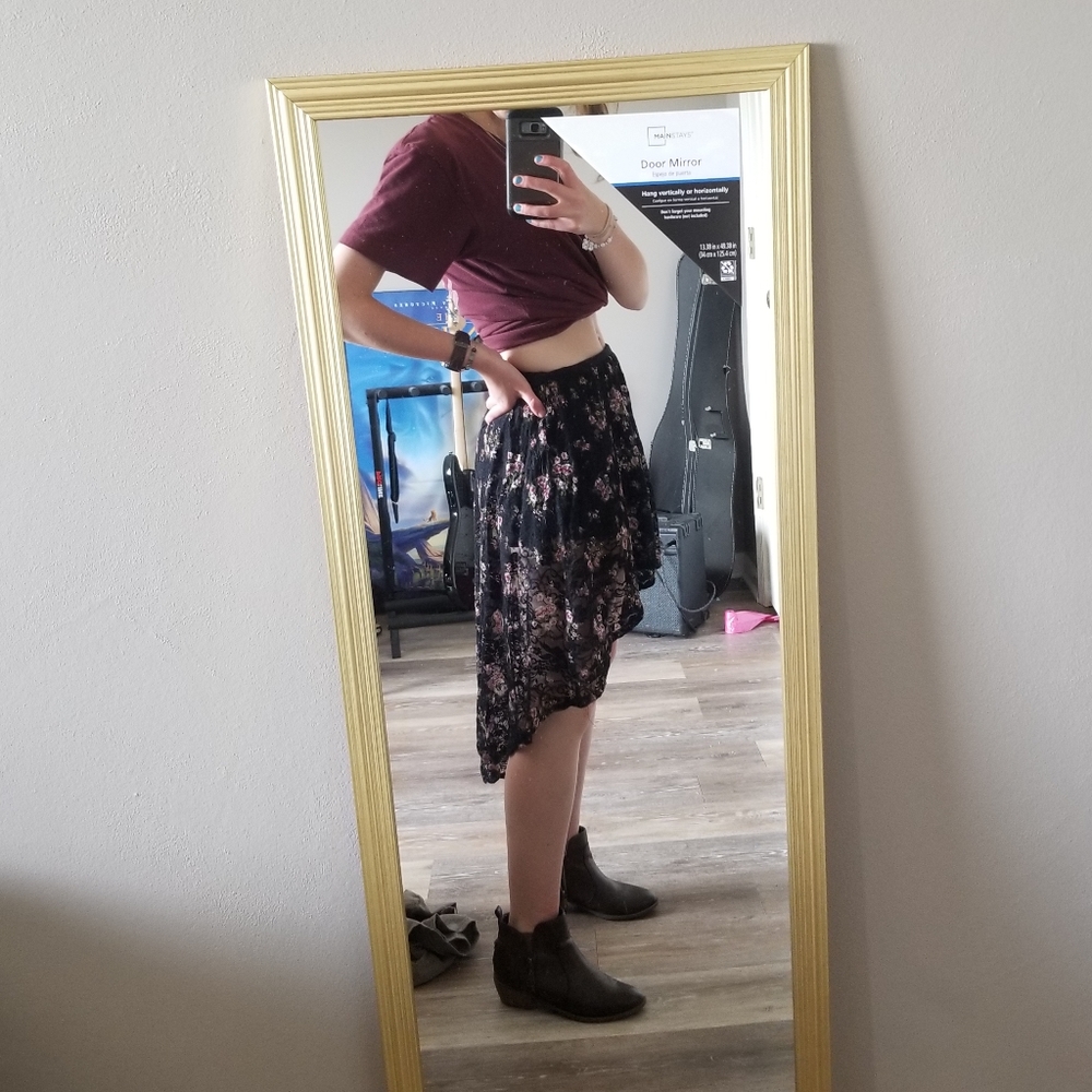 Charlotte Ruse High-Low Black Floral Skirt